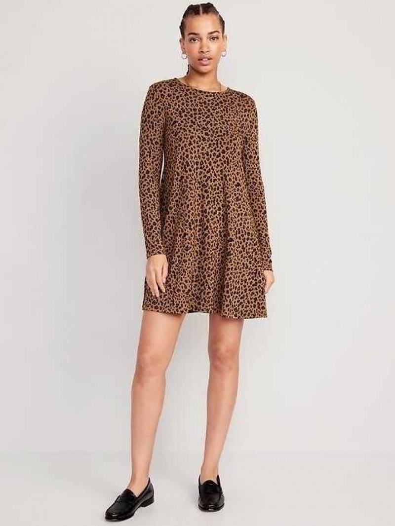 Old Navy Long-Sleeve Jersey-Knit Mini Swing Dress Wild Spots | CZA642509