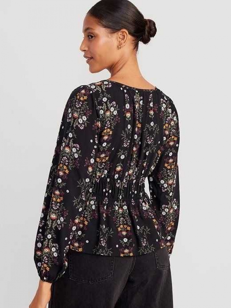 Old Navy Long-Sleeve Lace-Trim Top Black | YJR789126