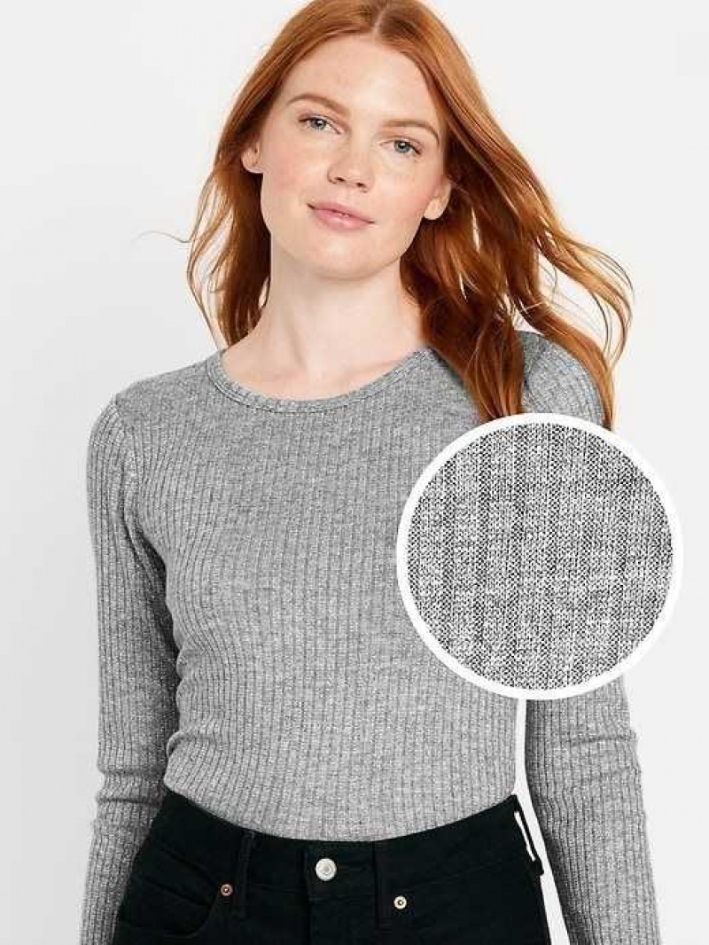 Old Navy Long-Sleeve Plush Rib-Knit T-Shirt Grey | KNH054389