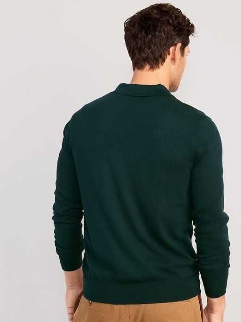 Old Navy Long-Sleeve Polo Pullover Sweater Deep Green | THL087596