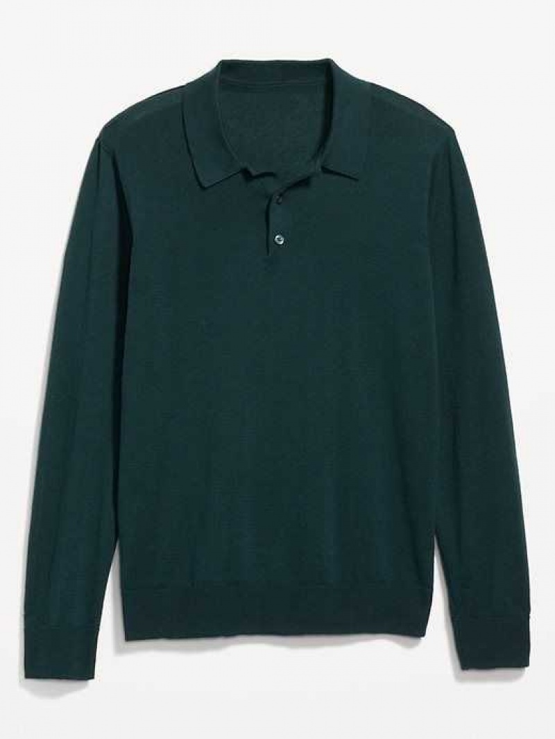 Old Navy Long-Sleeve Polo Pullover Sweater Deep Green | THL087596