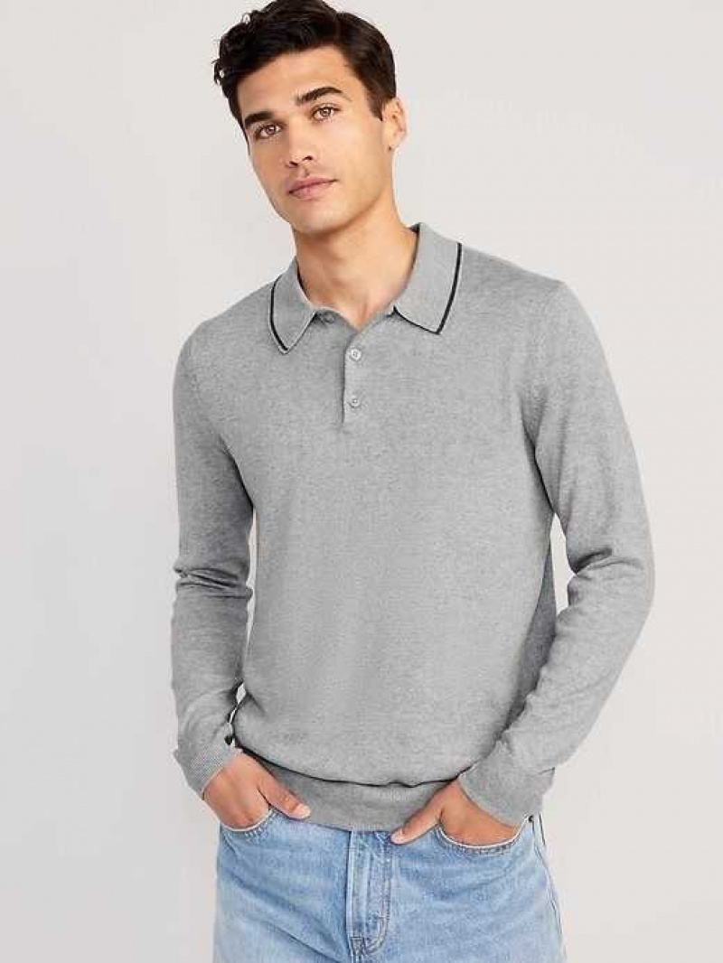 Old Navy Long-Sleeve Polo Pullover Sweater Grey | SNV560738