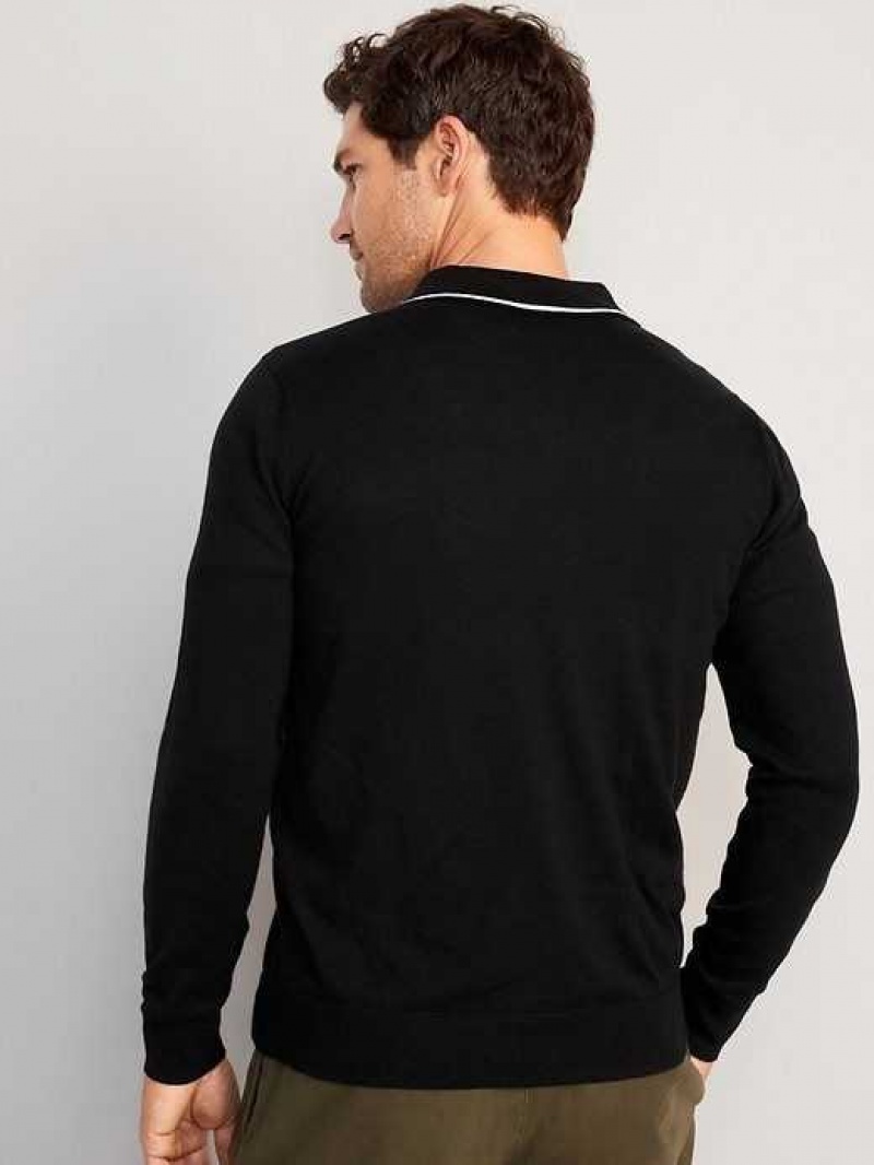 Old Navy Long-Sleeve Polo Pullover Sweater Black | ZYP079152