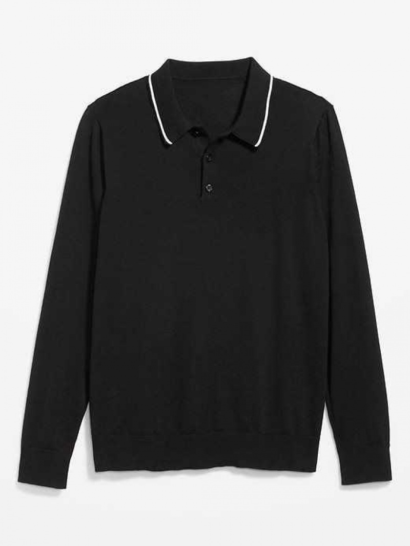 Old Navy Long-Sleeve Polo Pullover Sweater Black | ZYP079152