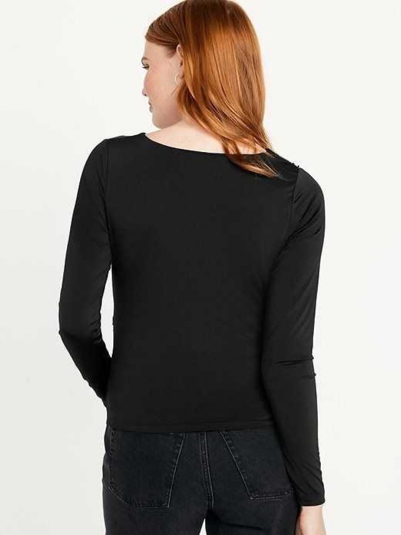 Old Navy Long-Sleeve Ruched Top Black | PTK485726