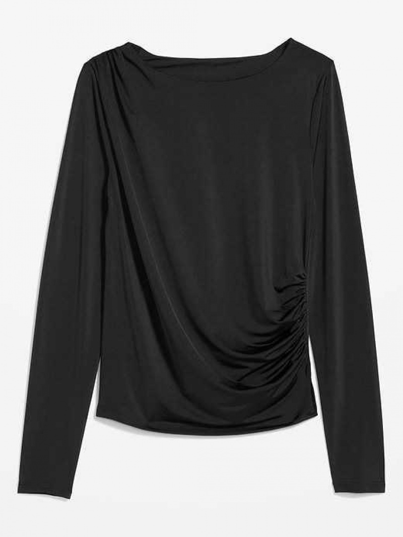 Old Navy Long-Sleeve Ruched Top Black | PTK485726