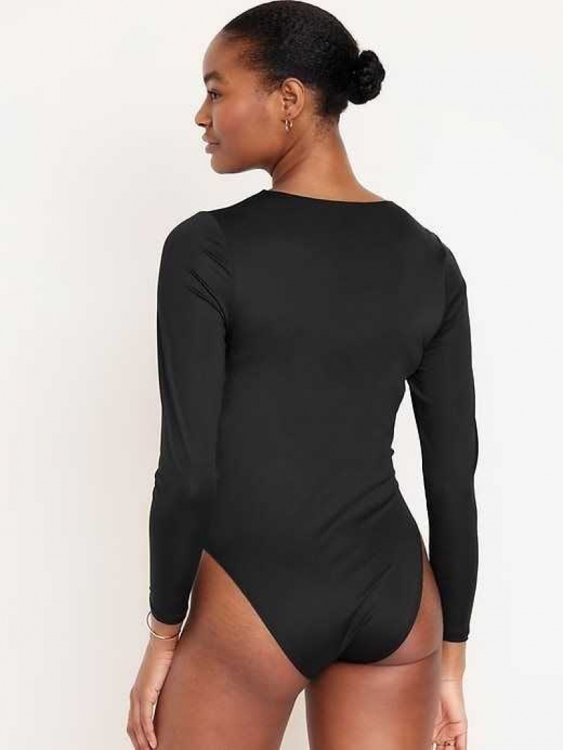 Old Navy Long-Sleeve Scoop-Neck Bodysuit Black | GOM978612