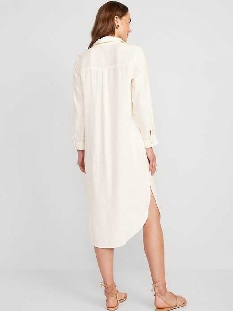 Old Navy Long-Sleeve Shirt Dress Creme De La Creme | QKW506173