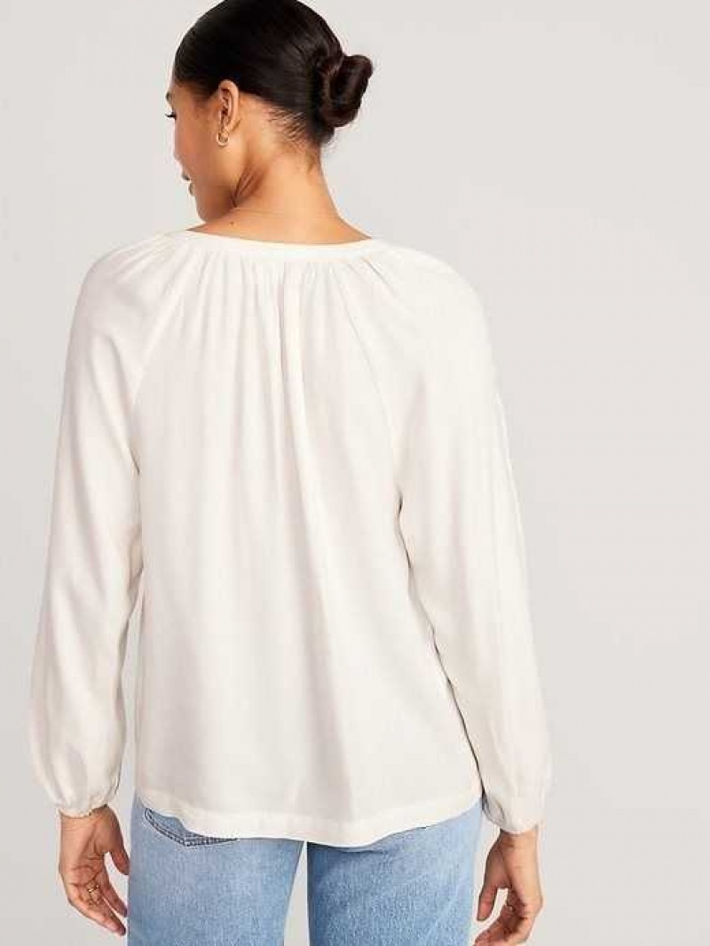 Old Navy Long-Sleeve Split-Neck Top Light Blue | STC728035