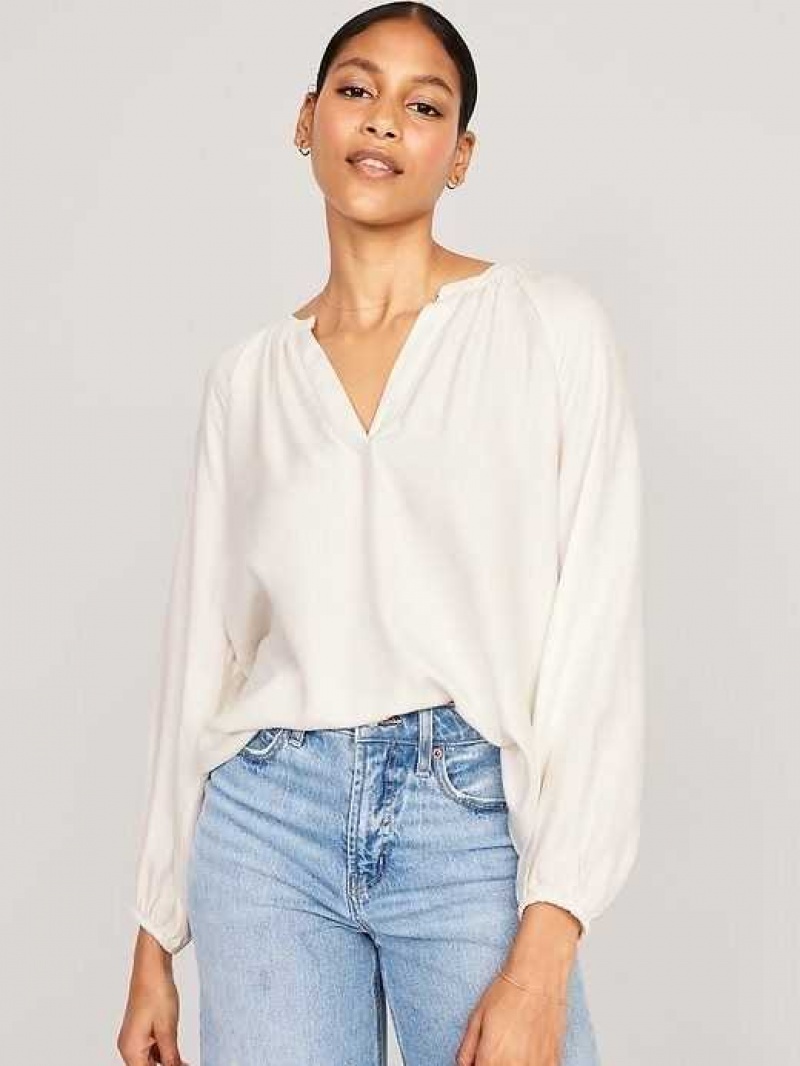 Old Navy Long-Sleeve Split-Neck Top Light Blue | STC728035