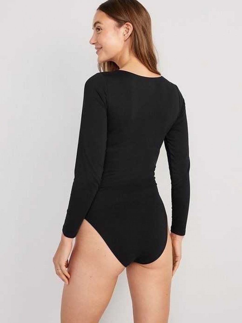 Old Navy Long-Sleeve Square-Neck Bodysuit Black | TLW381509