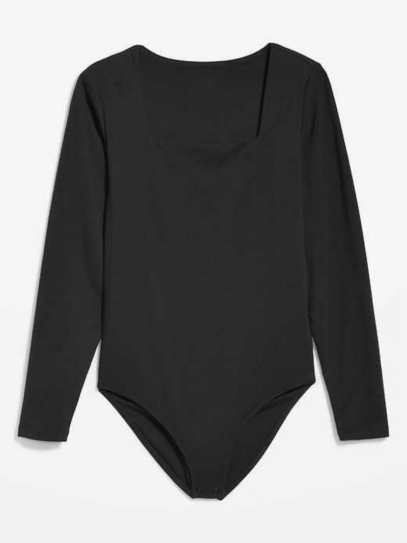 Old Navy Long-Sleeve Square-Neck Bodysuit Black | TLW381509