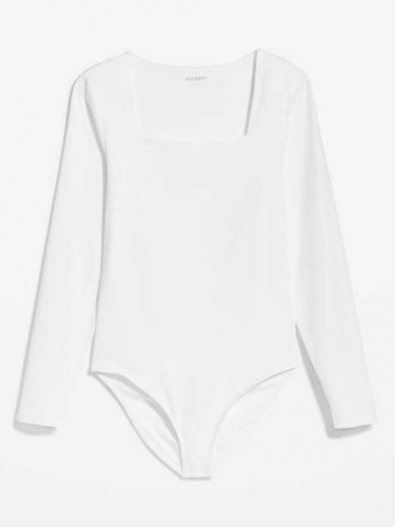 Old Navy Long-Sleeve Square-Neck Bodysuit White | PUF830591