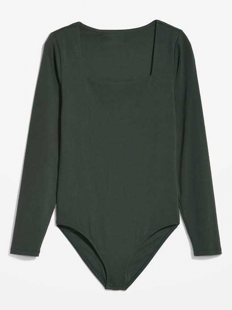 Old Navy Long-Sleeve Square-Neck Bodysuit Dark Bottle | IOY621037