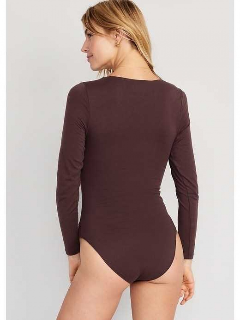 Old Navy Long-Sleeve Square-Neck Bodysuit Raisin Arizona | AVI295410