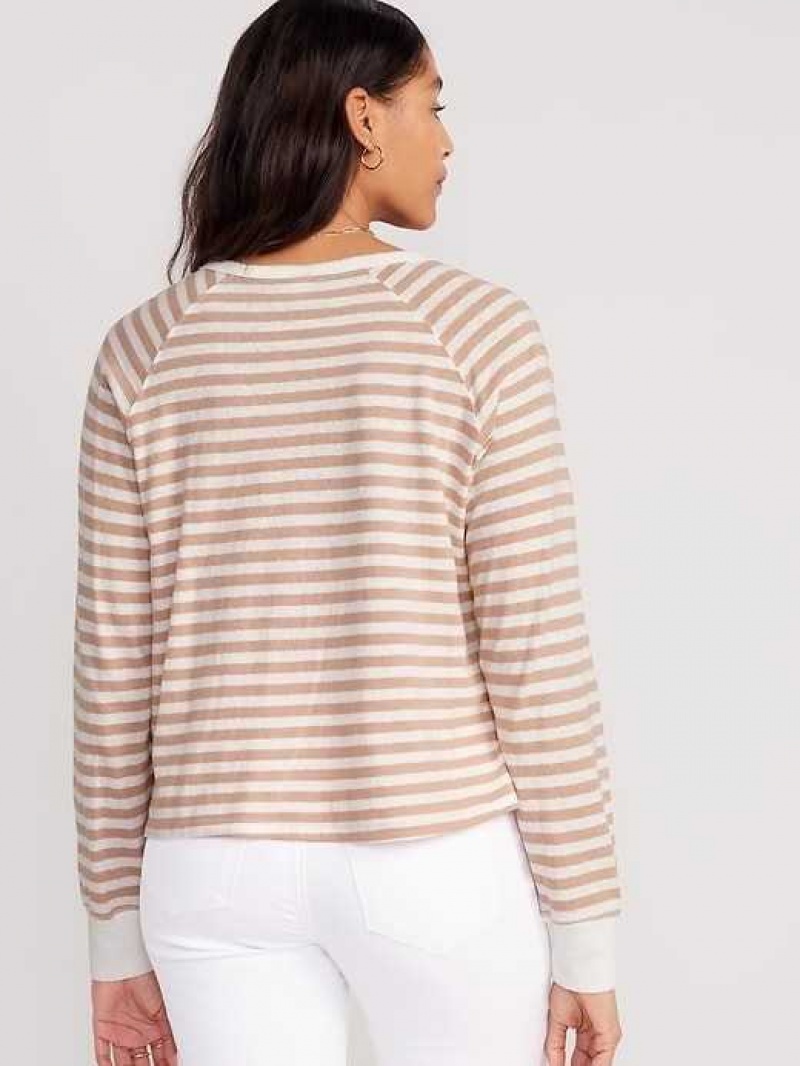 Old Navy Long-Sleeve Striped Henley T-Shirt Brown Stripes | KIJ359218