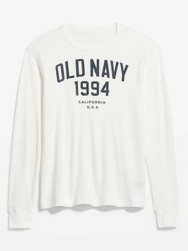 Old Navy Long-Sleeve Thermal-Knit Logo T-Shirt Light Blue | QKF926734