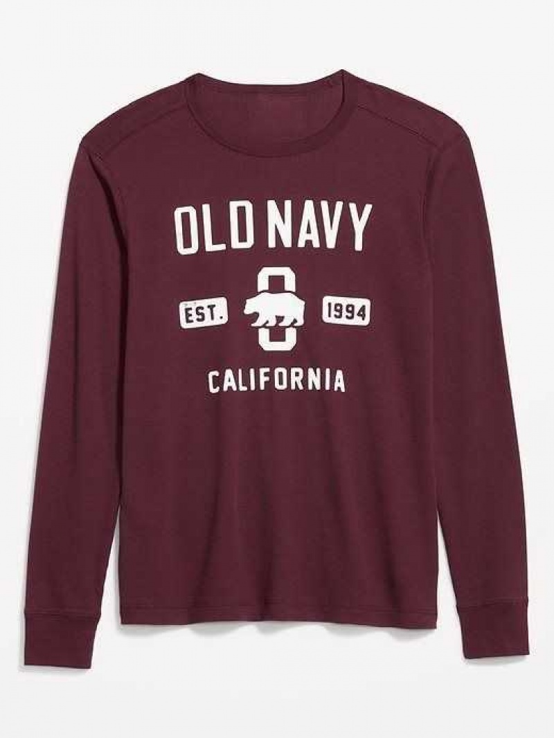 Old Navy Long-Sleeve Thermal-Knit Logo T-Shirt Raisin Arizona | ISG439208