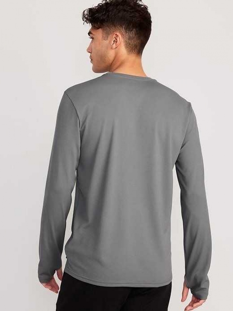 Old Navy Long-Sleeve Thermal-Knit Performance Henley Grey | UJE837402