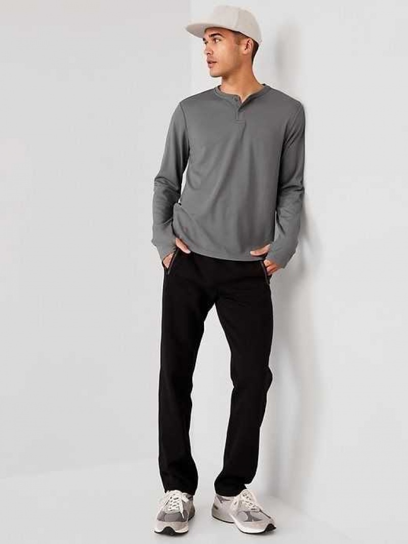 Old Navy Long-Sleeve Thermal-Knit Performance Henley Grey | UJE837402