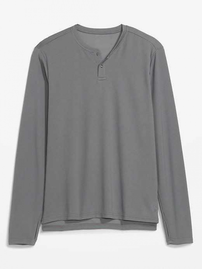 Old Navy Long-Sleeve Thermal-Knit Performance Henley Grey | UJE837402