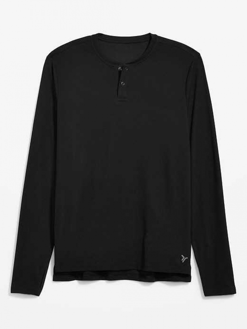 Old Navy Long-Sleeve Thermal-Knit Performance Henley Black | NLT536910