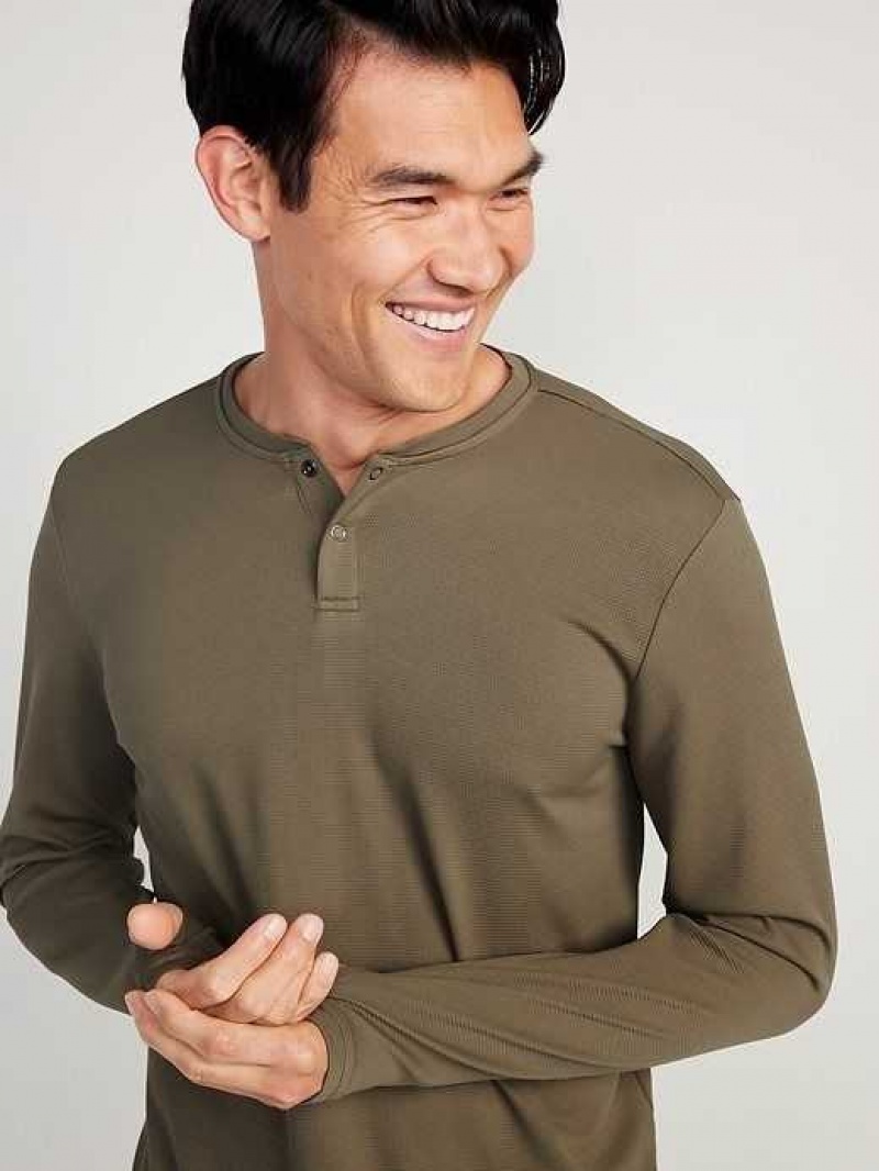 Old Navy Long-Sleeve Thermal-Knit Performance Henley Grey | EAI478590