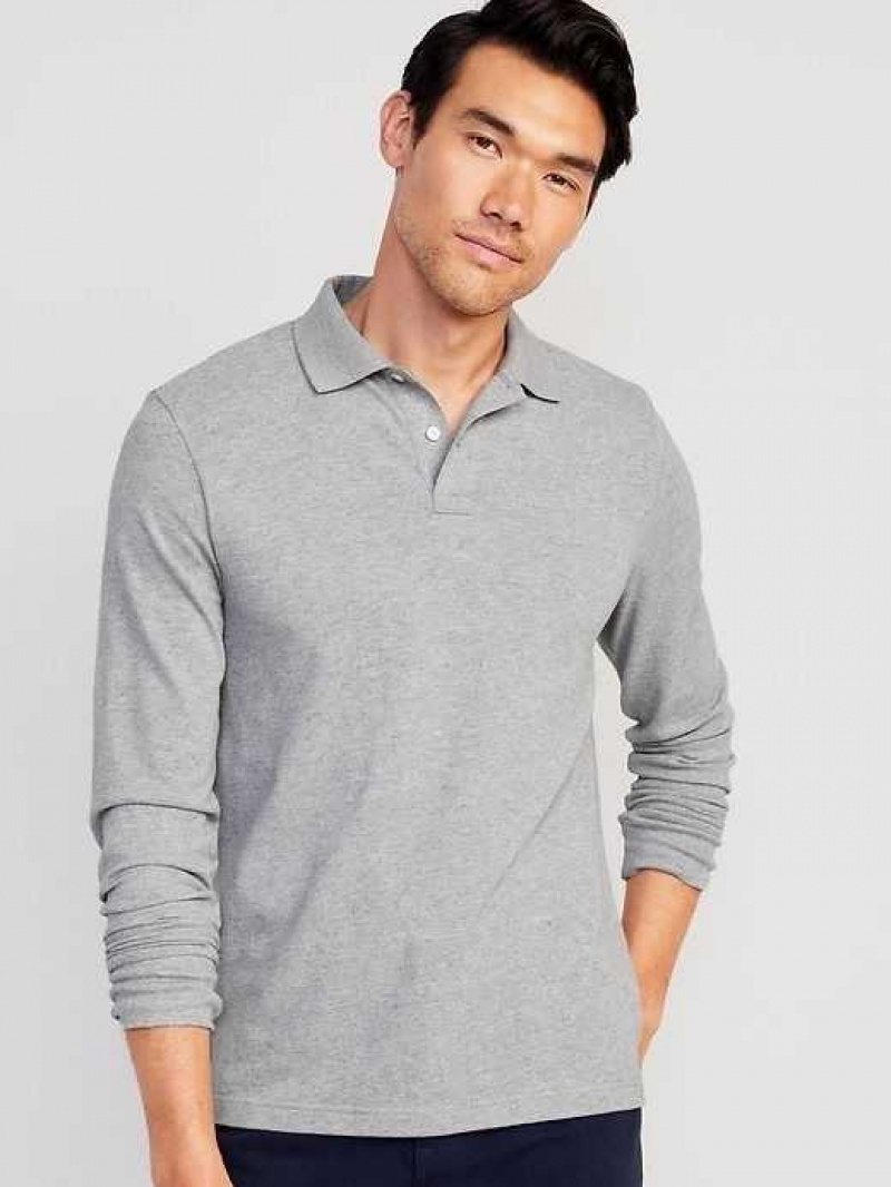 Old Navy Long-Sleeve Uniform Pique Polo Grey | WLO392456