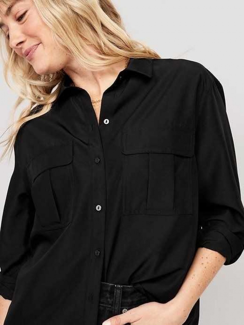 Old Navy Long-Sleeve Utility Shirt Black | WUA057691