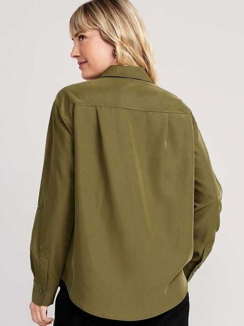 Old Navy Long-Sleeve Utility Shirt Conifer | VFM172583