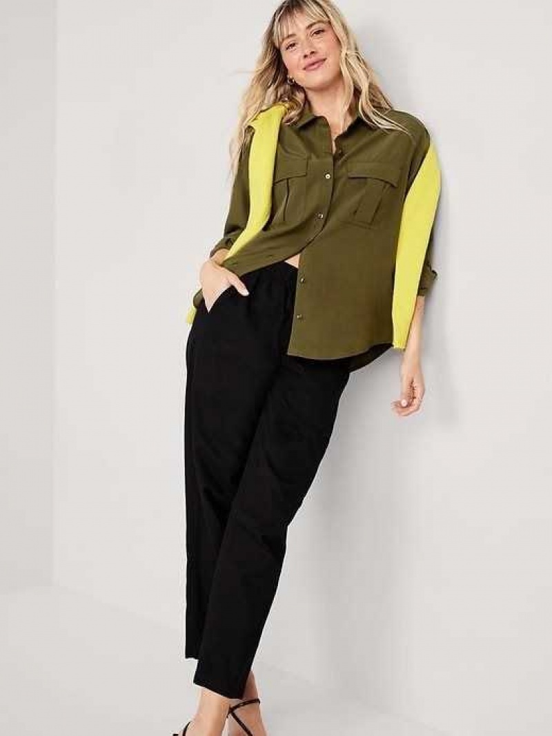 Old Navy Long-Sleeve Utility Shirt Conifer | VFM172583