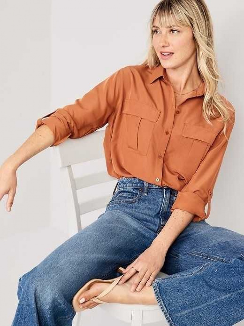 Old Navy Long-Sleeve Utility Shirt Turmeric | QBC142056