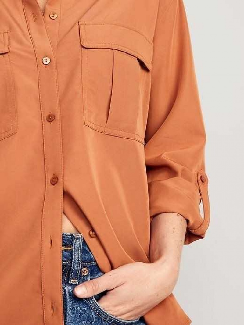 Old Navy Long-Sleeve Utility Shirt Turmeric | QBC142056