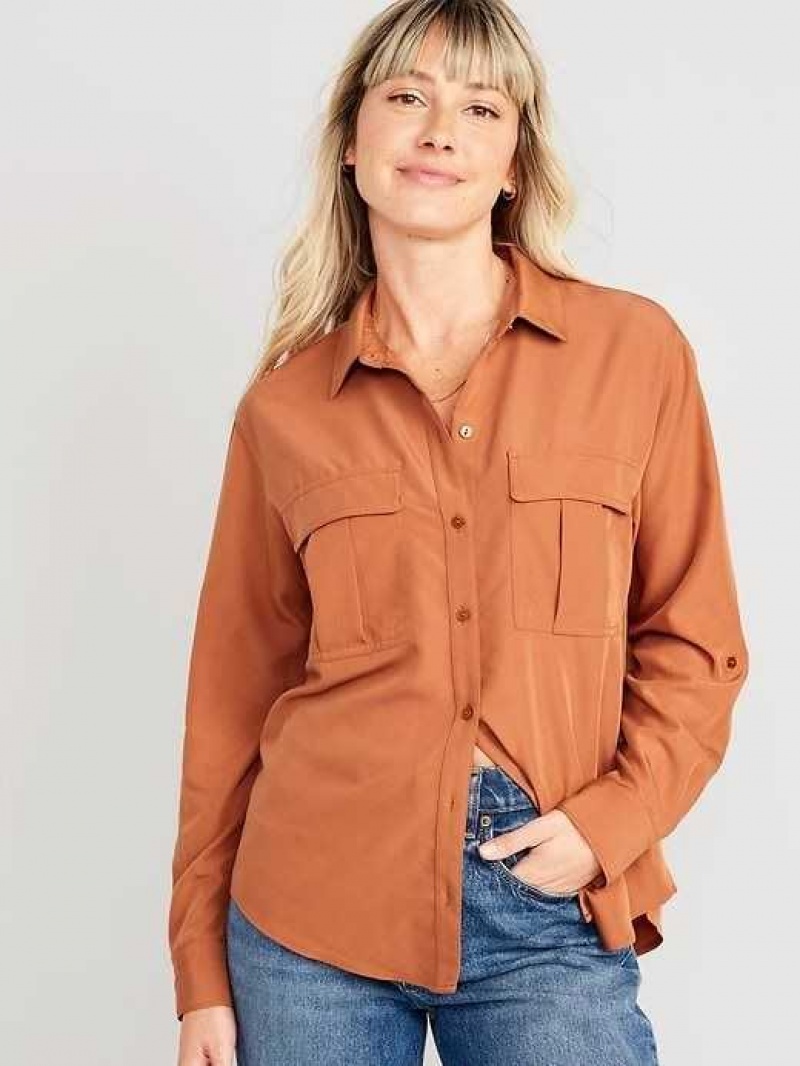 Old Navy Long-Sleeve Utility Shirt Turmeric | QBC142056