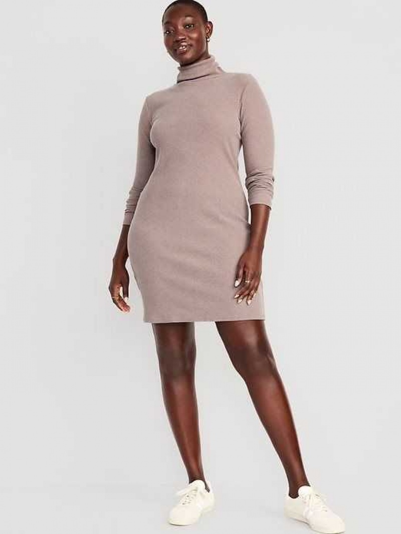 Old Navy Long Sleeve Mock Neck Mini Dress Light Brown | GTH640517