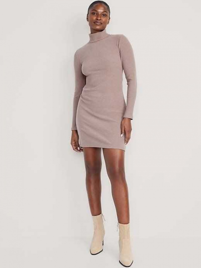 Old Navy Long Sleeve Mock Neck Mini Dress Light Brown | GTH640517