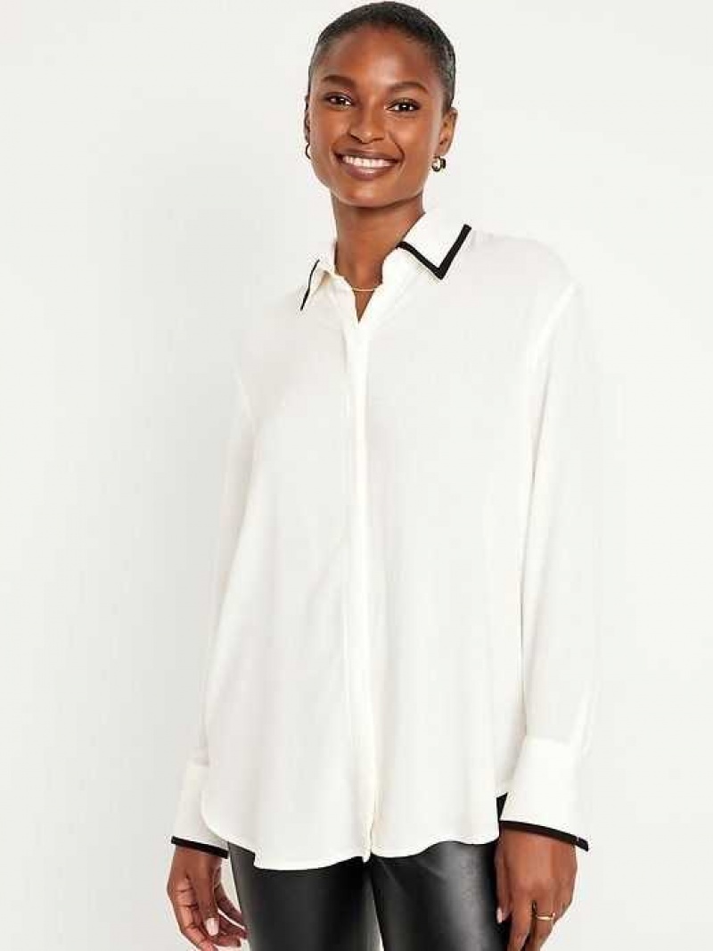 Old Navy Loose Crepe Shirt Light Blue / Black | RSL761903