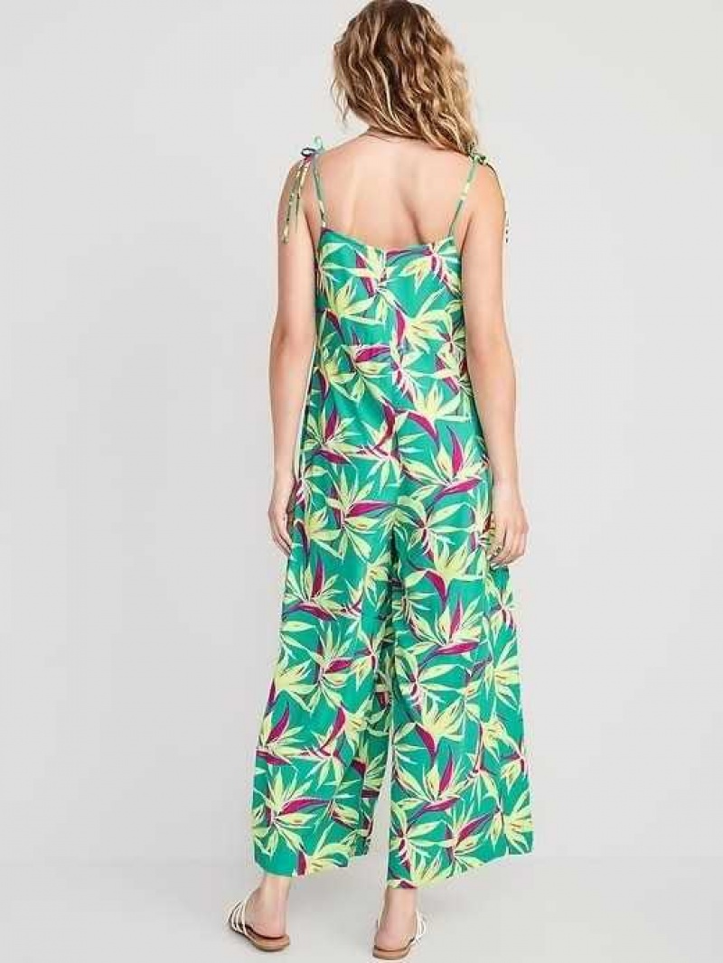 Old Navy Loose Cropped Tie-Shoulder V-Neck Cami Jumpsuit Tropic Days | CXY687105