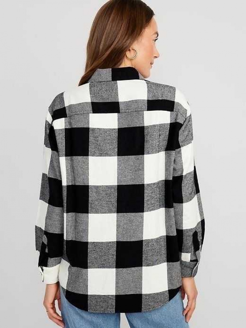 Old Navy Loose Flannel Shirt Black | XQF634108