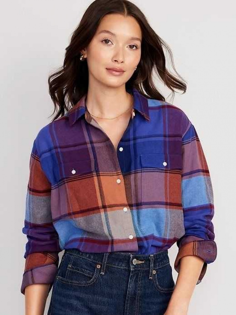 Old Navy Loose Flannel Shirt Blue / Orange | JIT102783