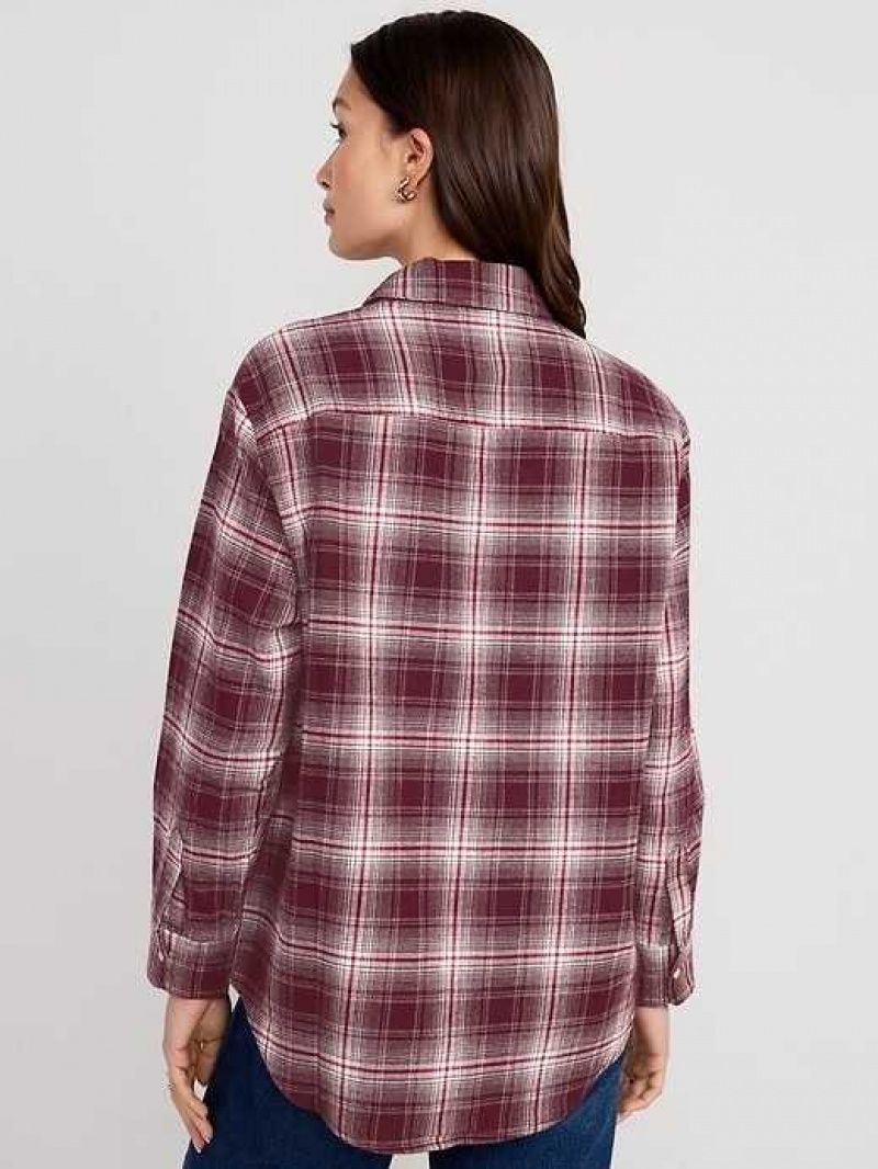 Old Navy Loose Flannel Shirt Burgundy | MTC542309