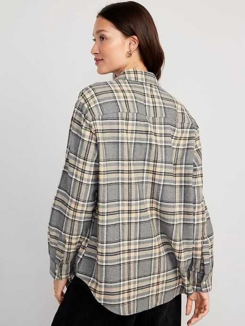 Old Navy Loose Flannel Shirt Dark Grey | YQH764135