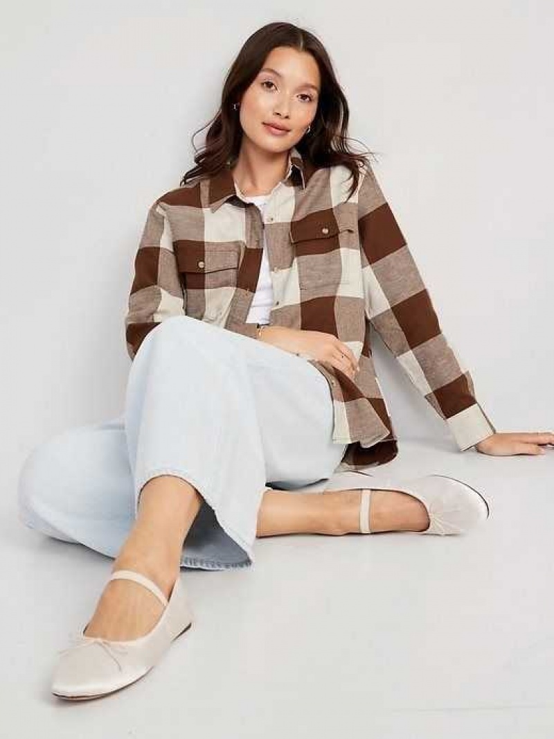 Old Navy Loose Flannel Shirt Desert Floor | PNO218643