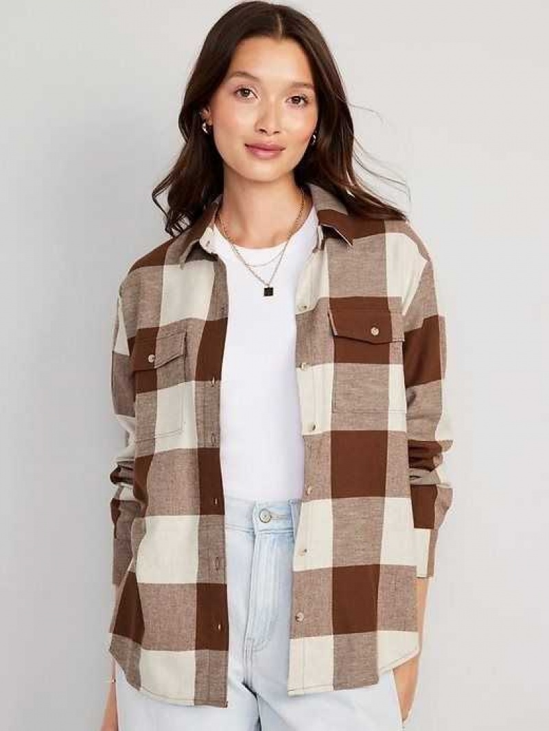 Old Navy Loose Flannel Shirt Desert Floor | PNO218643