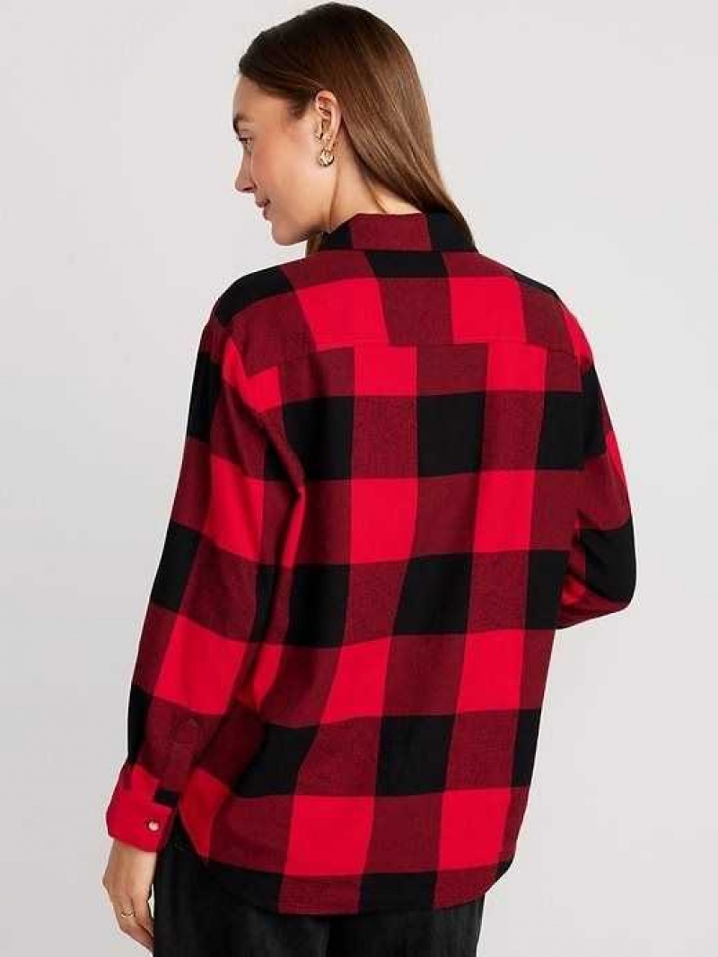 Old Navy Loose Flannel Shirt Red | PEF679540