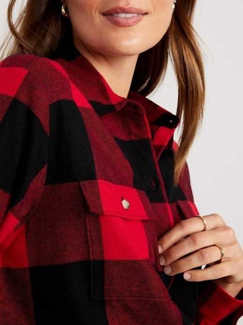 Old Navy Loose Flannel Shirt Red | PEF679540