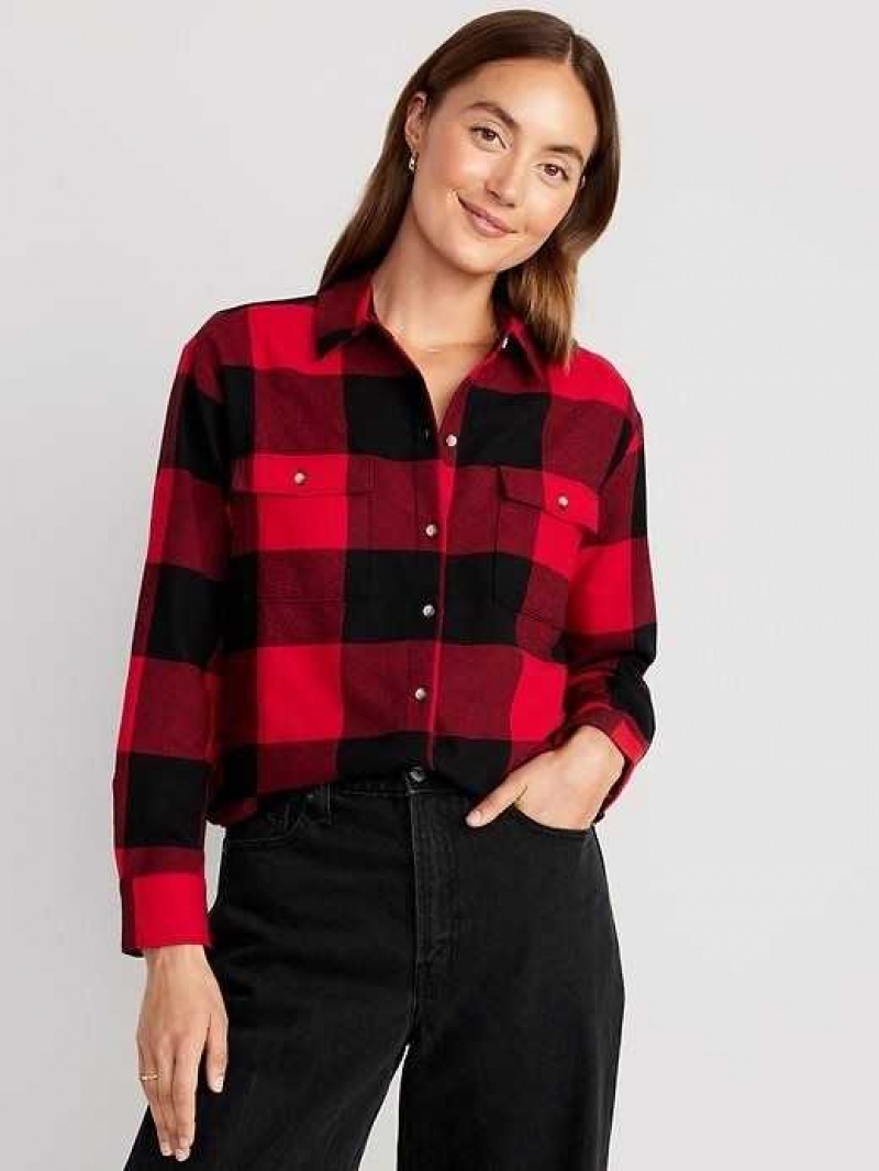 Old Navy Loose Flannel Shirt Red | PEF679540