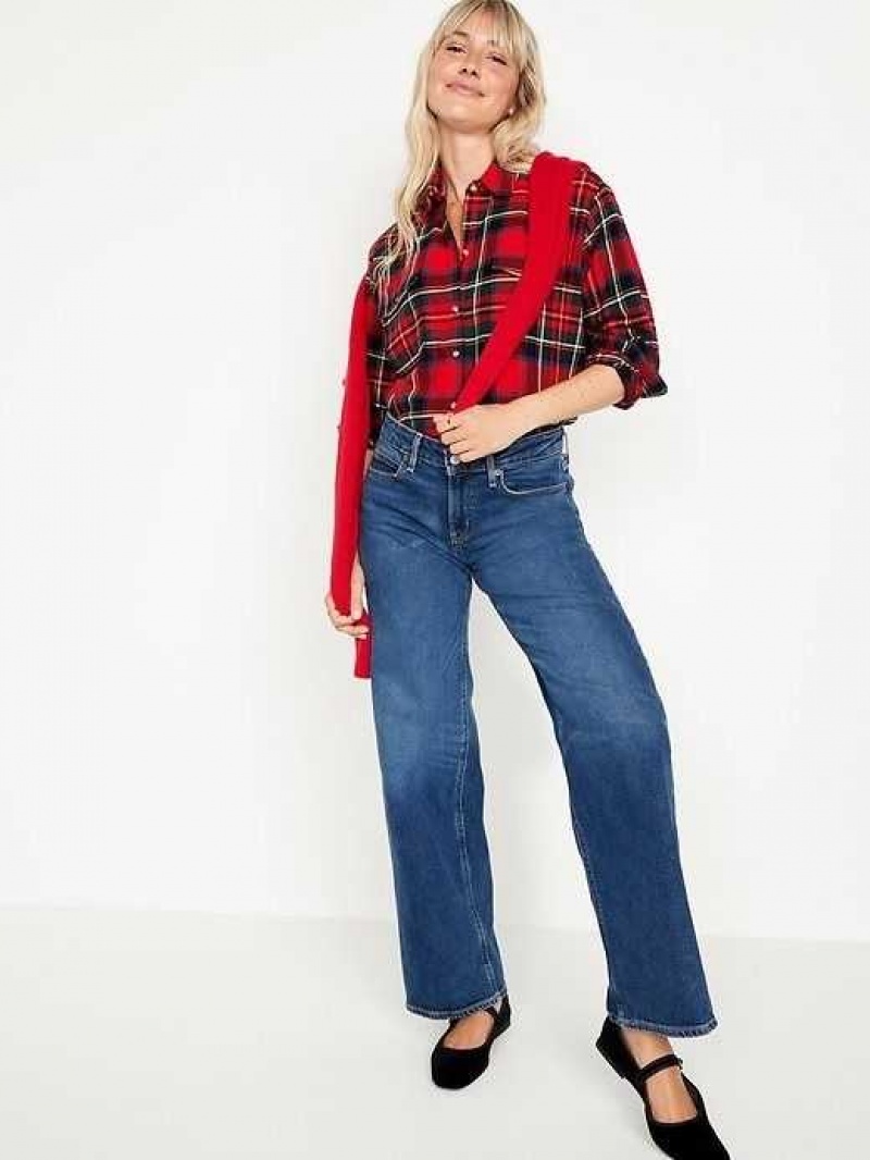 Old Navy Loose Flannel Shirt Red | UIC471029