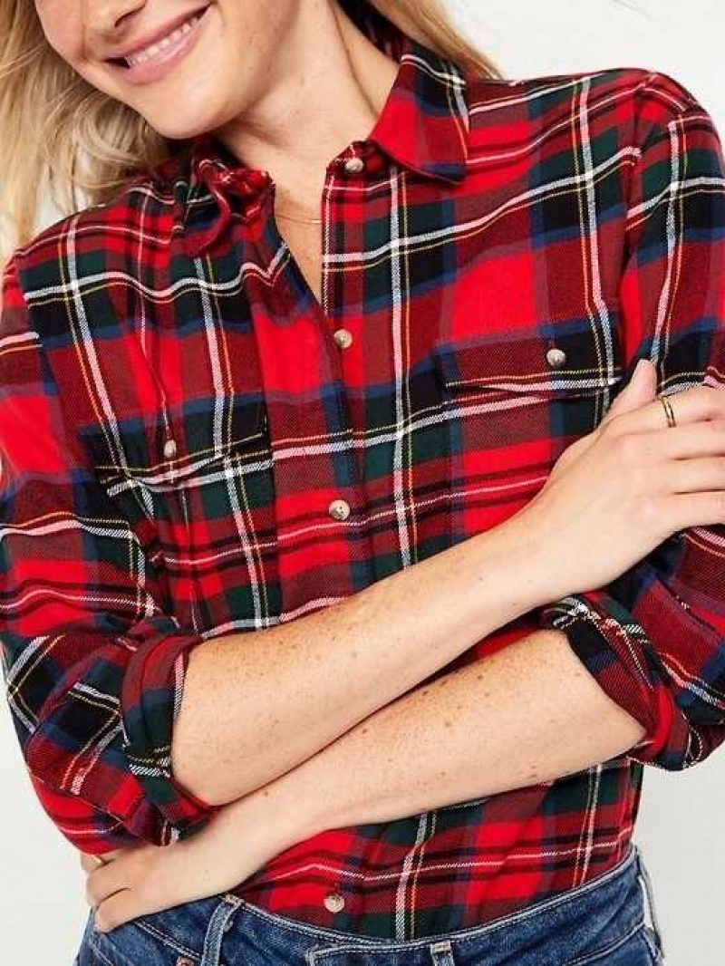 Old Navy Loose Flannel Shirt Red | UIC471029