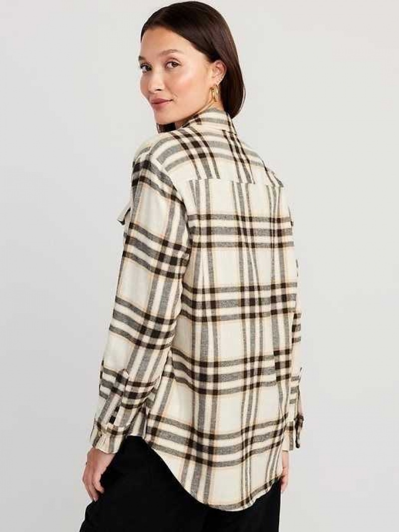 Old Navy Loose Flannel Shirt White | SIZ125970